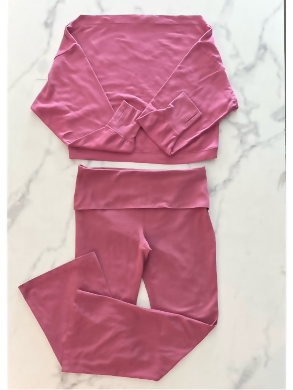 High-Rise Foldover Flare Leggings and Off The Shoulder Sweatshirt - Picture 2 of 10
